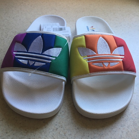 pride adidas slides